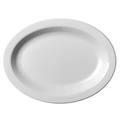 Cambro 120CWP148 White 12 In Narrow Rim Oval Camwear Platter - 24 / CS