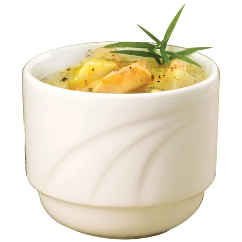 Syracuse China 905437967 Elan 8.5 Ounce Stacking Bouillon - 36 / CS 3 Syracuse China 905437967 Elan 8.5 Ounce Stacking Bouillon - 36 / CS