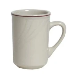 Tuxton YBM-080 Monterey 7-1/2 Oz. Eggshell Mug W/ Berry Band - 36 / CS