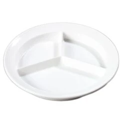 Carlisle KL20302 Kingline White 3-Compartment Plate - Dozen