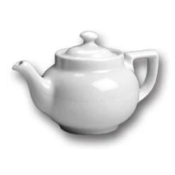 Hall China 21-WH White 10 Oz. Boston Teapot With Knob Cover - 12 / CS