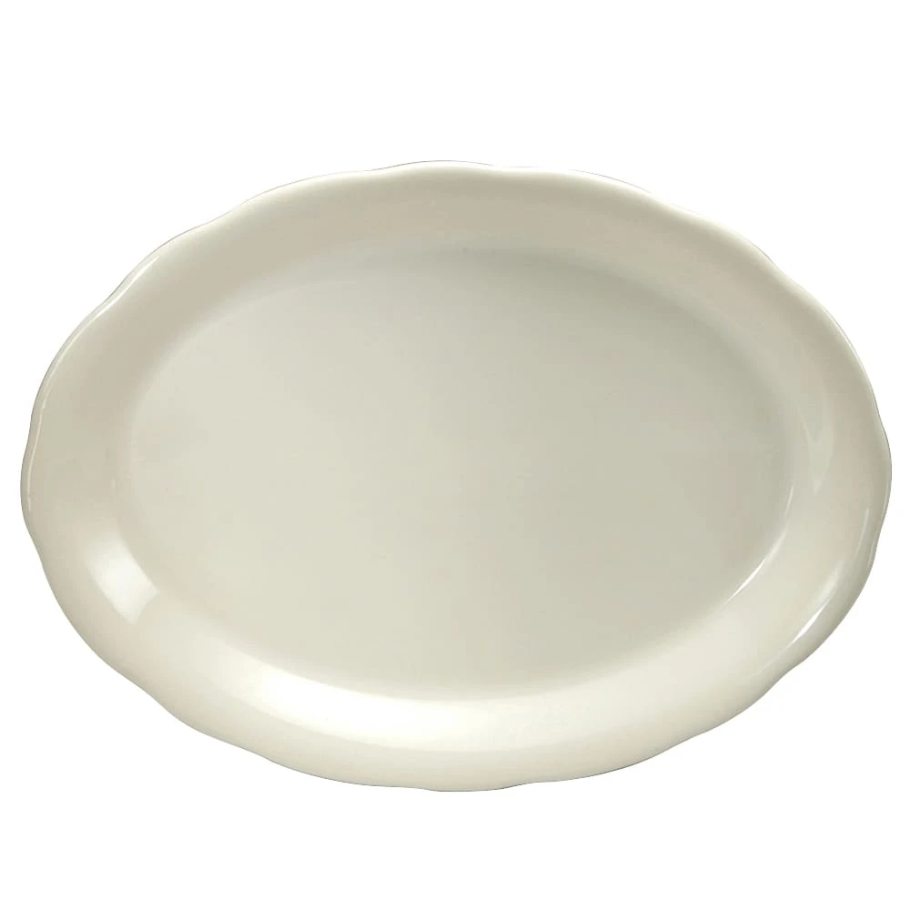 Buffalo F1560000330 Caprice Cream White Oval 7.9 In. Platter - 36 / CS 3 Buffalo F1560000330 Caprice Cream White Oval 7.9 In. Platter - 36 / CS