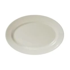Tuxton TRE-912 Reno 10-5/8" Eggshell Oval Platter - 24 / CS