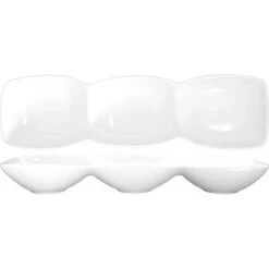 International Tableware FA3-145 White 3-Compartment Dish - 24 / CS