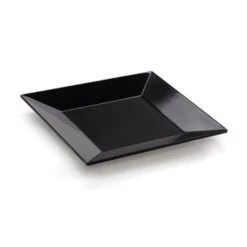 G.E.T. ML-90-BK Siciliano Black Melamine 12" Square Plate - 6 / CS