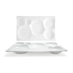 FOH BPT037WHP21 Harmony Bento 15.5" Platter - 4 / CS