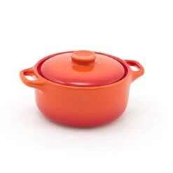 FOH DBO134ORC23 Kiln Blood Orange 7 Ounce Dish With Lid - 12 / CS