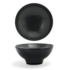 FOH DBO006BKP23 Spiral Ink 5" Footed Bowl - 12 / CS