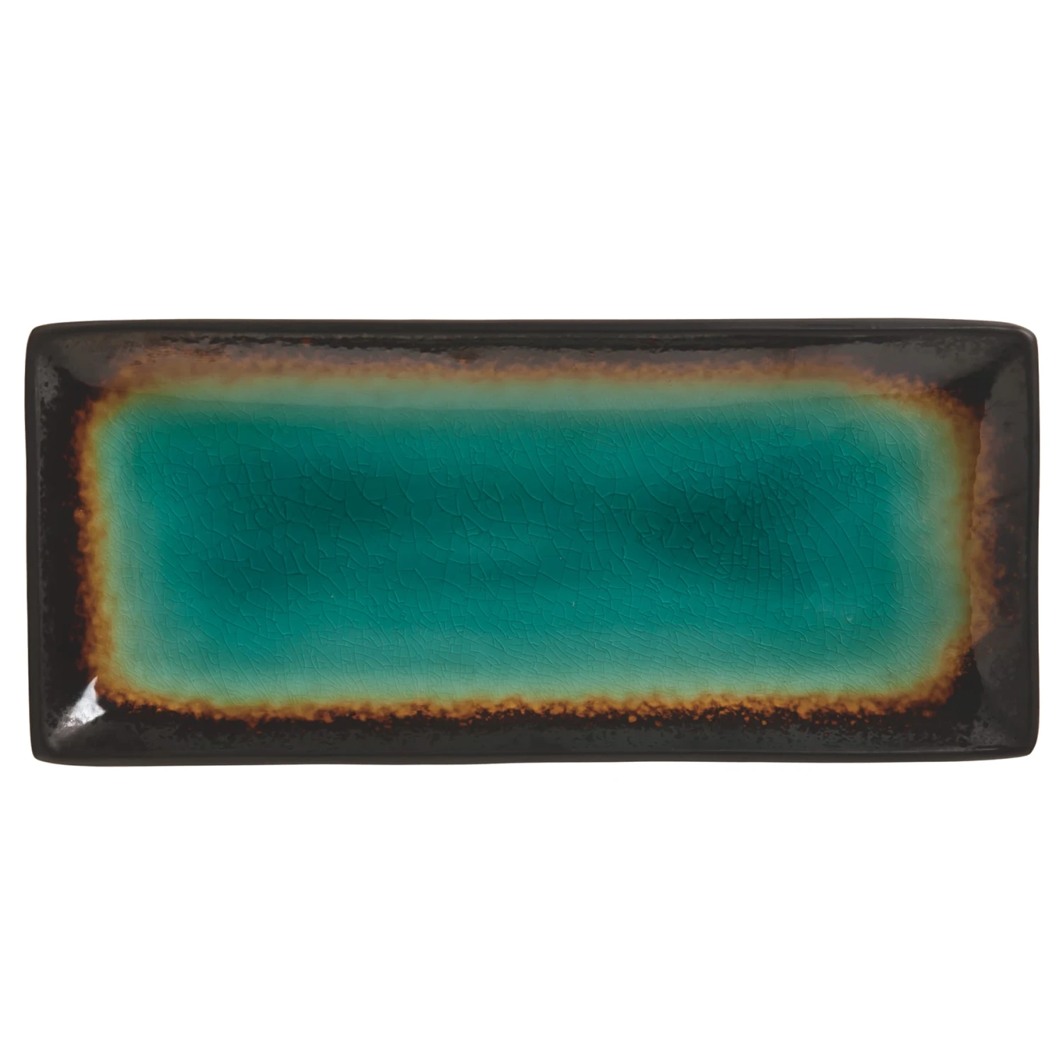 World Tableware BF-11 Turquoise / Brown 11-1/2" X 5" Platter - 12 / CS 3 World Tableware BF-11 Turquoise / Brown 11-1/2" X 5" Platter - 12 / CS