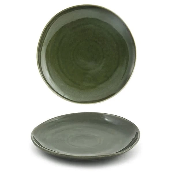 FOH DAP076GRP23 Kiln Leek 6" Round Plate - 12 / CS 3 FOH DAP076GRP23 Kiln Leek 6" Round Plate - 12 / CS