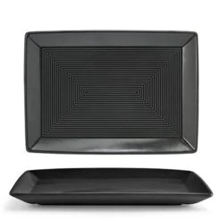 FOH DSP001BKP23 Spiral Ink Porcelain 7" X 5" Plate - 12 / CS