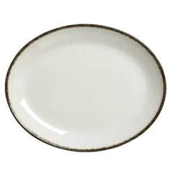 Steelite 17560139 Charcoal Dapple Oval 8" X 6-3/8" Platter - 24 / CS