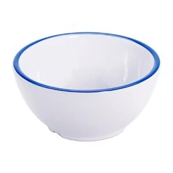 G.E.T. B-140-W/CB Settlement Bistro Wh/Blue 14 Oz Salad Bowl - 24 / CS