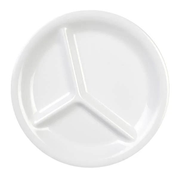 Thunder Group CR710W White Melamine 10-1/4" 3 Comp. Plate - Dozen 3 Thunder Group CR710W White Melamine 10-1/4" 3 Comp. Plate - Dozen