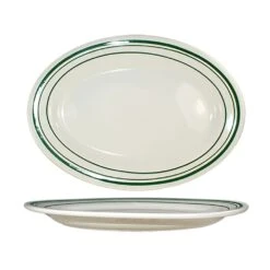 Int'l Tableware VE-13 Verona 11.5" Platter W/ Green Stripes - 12 / CS