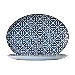 Arcoroc FK645 Candour Azure Blue/White 12.25 In Oval Platter - 12 / CS