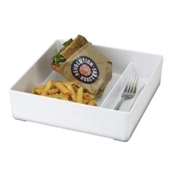 Cal-Mil 22309-15 White Melamine Bento Box - 3 / CS