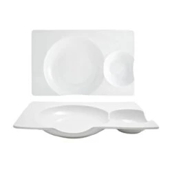 FOH DDP052WHP22 Harmony Bento 2-Compt 11 X 7" Plate - 6 / CS