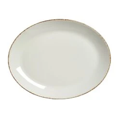 Steelite 17140142 Brown Dapple Oval Coupe Platter - 12 / CS