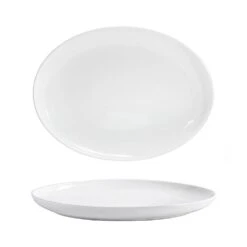 FOH BPT038WHP20 Harmony 17 X 13 Oval Platter W/ Raised Edge - 2 / CS