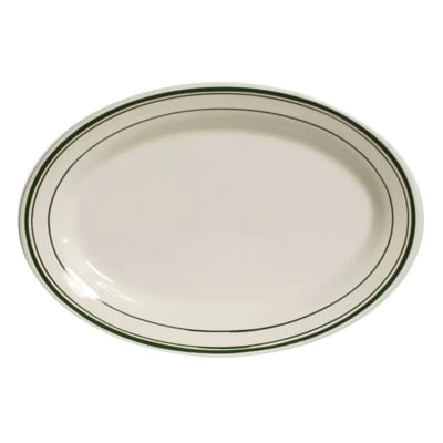 Tuxton TGB-034 Green Bay 9-3/8" Eggshell Oval Platter - 24 / CS 3 Tuxton TGB-034 Green Bay 9-3/8" Eggshell Oval Platter - 24 / CS