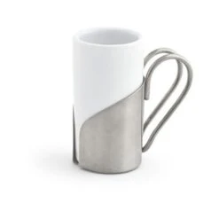 FOH DMU011WHP23 White 1.5 Ounce Mug With Stainless Holder - 12 / CS