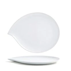 FOH DDP038WHP22 White 12" Teardrop Plate - 6 / CS