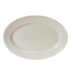 Tuxton TRE-039 Reno 13-1/2" Eggshell Oval Platter - 12 / CS
